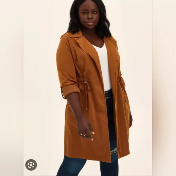 Torrid Drape Front Trench Jacket In Camel Size 1x - Picture 1 of 9